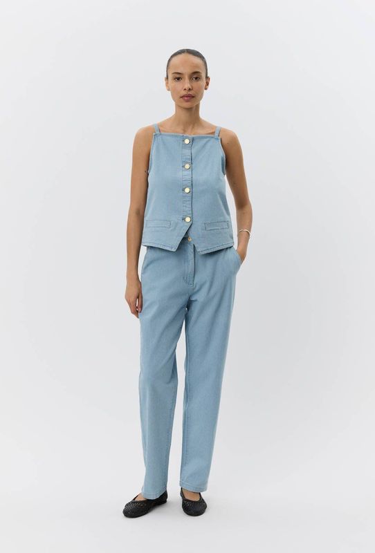 Sofie Schnoor - Denim Vest - Blauw - Katoen - Gouden Knopen