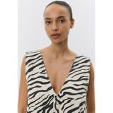 Jerseyjurken - Dierenprint - Katoen - V-hals - Mouwloos - Knielengte