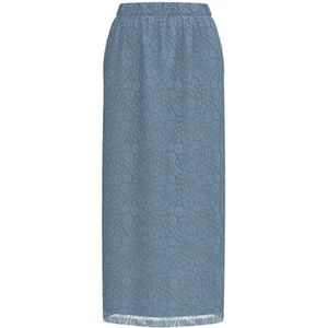 Vila - Lange Rok - Blissful Blue - Polyester/Polyamide - Kanten Patroon