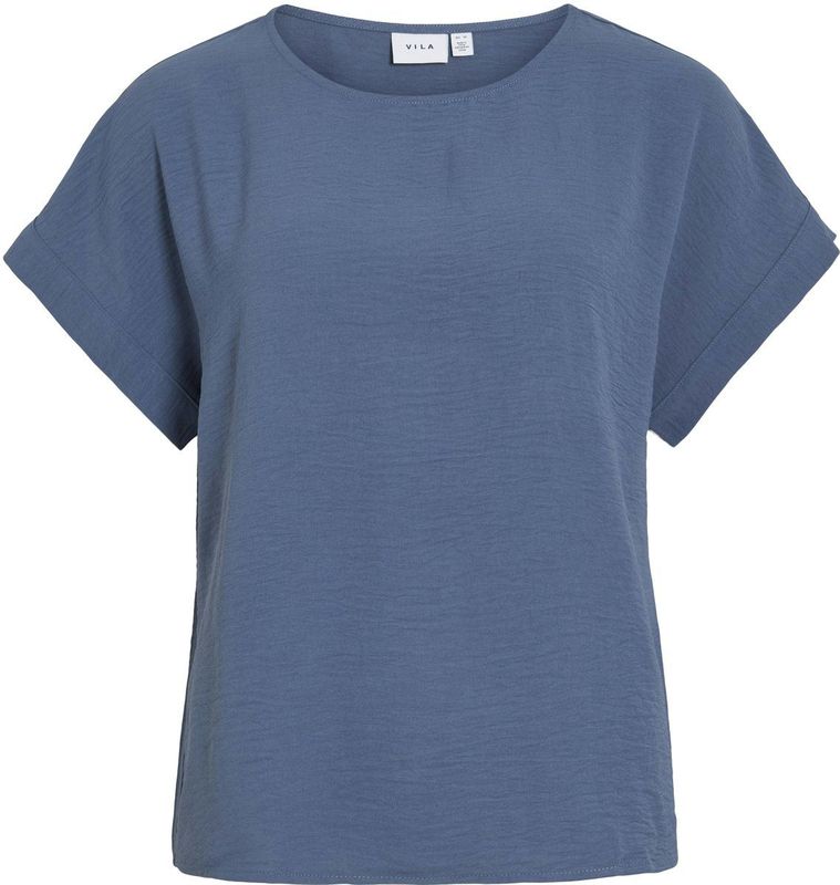 Vila - VIJOSA S/S TOP - T-shirt - Vintage Indigo - Korte Mouwen