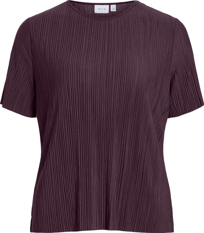 VILA - VIPLISA - Top - Donkerrood - Korte Mouwen