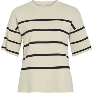 VILA - VIOSTRIA - Top - Ecru - Rechte Pasvorm - Ronde Hals