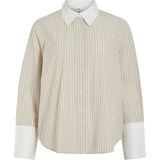 ROUGE EDIT - Shirt - Beige/Wit - Oversized - Lange Mouw - Gestreept