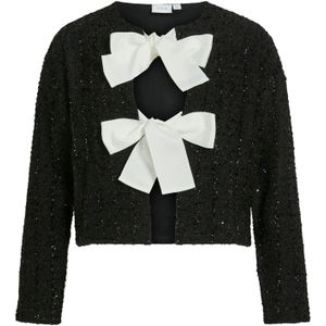 VILA - Viotta - Gebreid Vest - Zwart / Wit