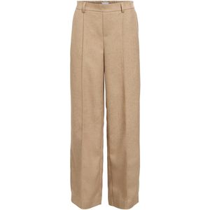 Object - Objbea Lisa Wide Pants - Tannin/black Melange - Damesbroek