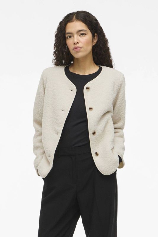 VILA - VIADA - Vest - Ecru - Rechtvallend Model - Lange Mouwen