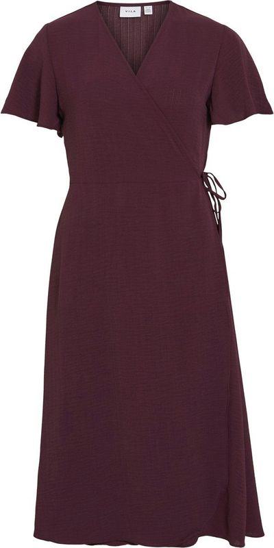 Vila - VILOVIE - Wikkeljurk - Fig - Midi Dress - Korte Mouwen
