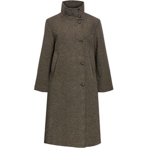 OBJECT - Wollen Manteljas - Bruin - Dames - Met Col en Lange Mouwen