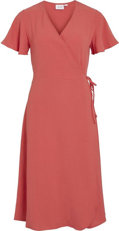 Vila - Lovie Wrap - Midi-jurk - Met Korte Mouwen