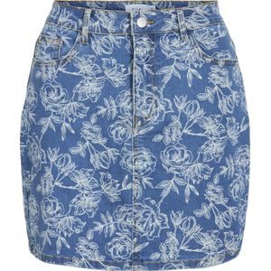 Vila - Plooirok - Blauw Dessin - Katoen/Elastaan