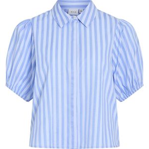 VILA - VIASTANA - Blouse - Blauw - 100% Katoen - Ballonmouwen