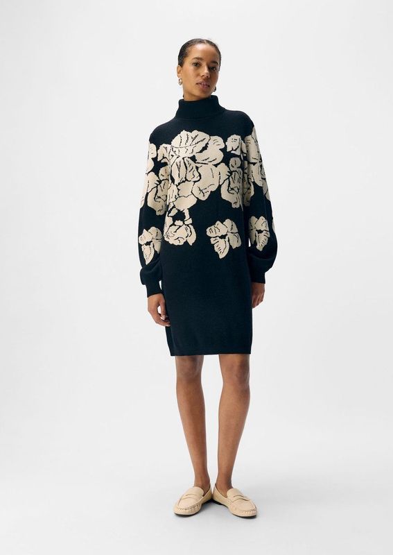Object - Objray L/S Knit Rollneck Dress - Zwart - Dames - Gebreide Rolkraag Jurk