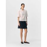 Object - Mya - Blouse - Korte Mouwen - Regular Fit - Ronde Hals - Borduurwerk