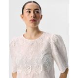 Object - Mya - Blouse - Korte Mouwen - Regular Fit - Ronde Hals - Borduurwerk