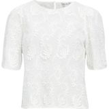Object - Mya - Blouse - Korte Mouwen - Regular Fit - Ronde Hals - Borduurwerk