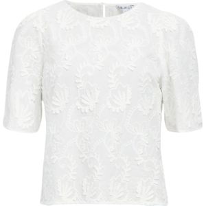 Object - Mya - Blouse - Korte Mouwen - Regular Fit - Ronde Hals - Borduurwerk