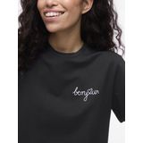 T-shirt - Zwart - Jersey - Ronde Hals - Kwartmouw