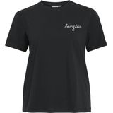 T-shirt - Zwart - Jersey - Ronde Hals - Kwartmouw