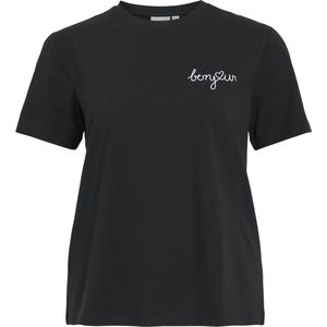 T-shirt - Zwart - Jersey - Ronde Hals - Kwartmouw