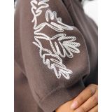 OBJECT - OBJRashia - Gebreide Trui - Chocoladebruin - Bloemenprint