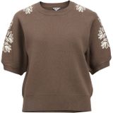 OBJECT - OBJRashia - Gebreide Trui - Chocoladebruin - Bloemenprint