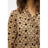 OBJECT - OBJDEA - Gebloemde Top - Beige - Lange Mouwen - Opstaande Kraag