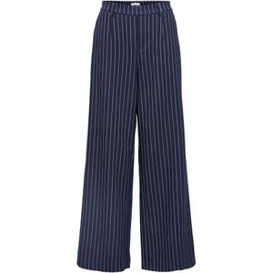OBJECT - OBJLISA - Bandplooibroek - Blauw/Wit - Wide Leg - High Waist