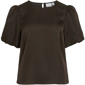 Vila - Viellette 2/4 Satin Puff Top - T-shirt - Coffee Bean - Dames