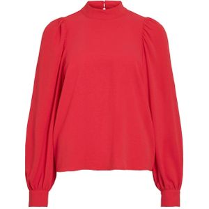 VILA - VIPALLAS - Top - Rood - Lange Ballonmouwen - Opstaande Kraag