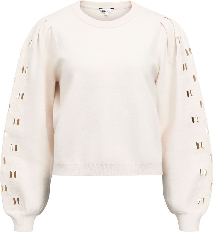Object - Objyuki L/S Re Knit Pullover - Creme - Dames