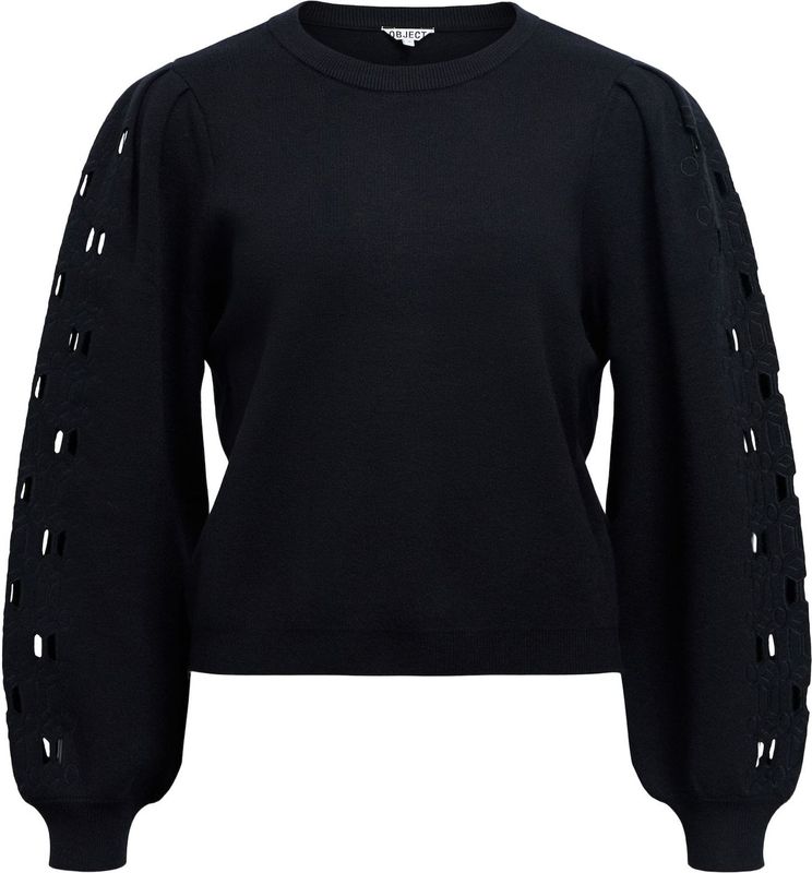 Object - Objyuki L/S Re Knit Pullover - Zwart - Dames Vest
