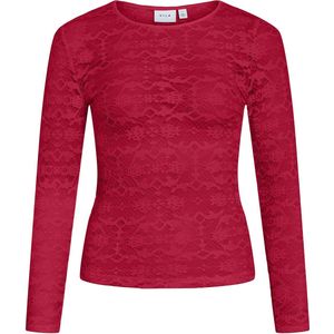 Vila - Vivelina Lace Top - T-shirt - Jester Red - Dames