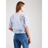 OBJECT - Blousetop - Lichtblauw - Driekwart Pofmouwen - Ronde Hals