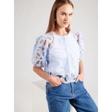 OBJECT - Blousetop - Lichtblauw - Driekwart Pofmouwen - Ronde Hals