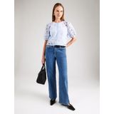 OBJECT - Blousetop - Lichtblauw - Driekwart Pofmouwen - Ronde Hals