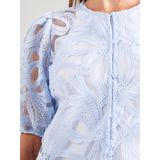OBJECT - Blousetop - Lichtblauw - Driekwart Pofmouwen - Ronde Hals