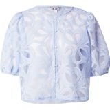 OBJECT - Blousetop - Lichtblauw - Driekwart Pofmouwen - Ronde Hals