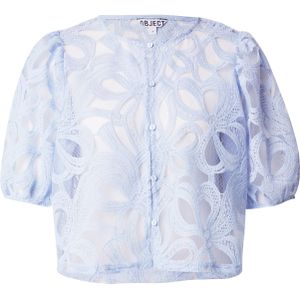 OBJECT - Blousetop - Lichtblauw - Driekwart Pofmouwen - Ronde Hals