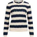 OBJECT - OBJEbba - Gebreide Trui - Lichtbeige/Navy - Lange Mouw