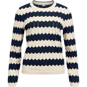 OBJECT - OBJEbba - Gebreide Trui - Lichtbeige/Navy - Lange Mouw