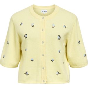 Object Vest Objthess 3/4 Sleeve Cardigan Rep 23040627 Lemon Meringue/blueberries Dames Maat - S