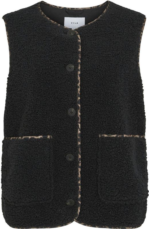 VILA teddy gilet zwart