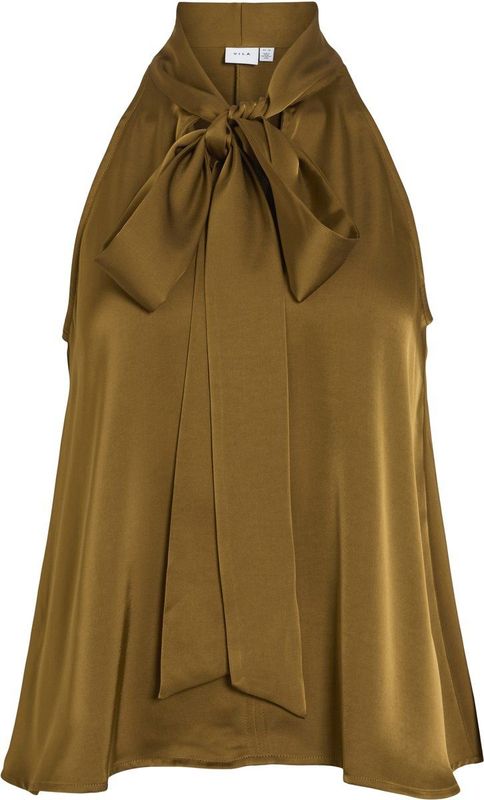 Vila - Vifadia - Top - Tapenade - Mouwloos - Strikdetail