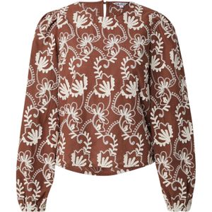OBJECT - Blouse 'OBJMya' - Bruin/Wit - Blouseshirt