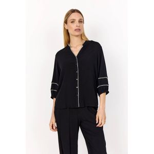Soyaconcept - Blouse - Zwart - Driekwart Mouwen - Klassieke Kraag