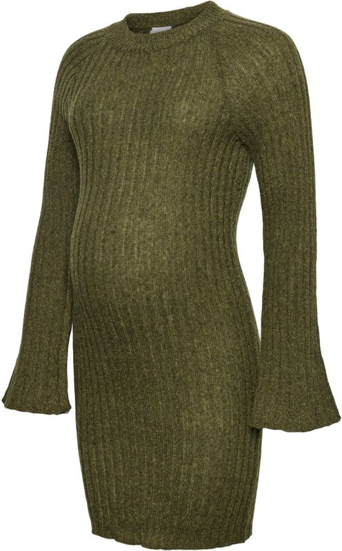 Mlulrikka - Zwangerschapsjurk - Gebreide Jurk - Hoge Hals - Lange Mouwen - Kort