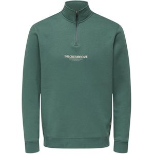 Only & Sons - Onsceres Printet - Trui - Mallard Green - Regular Fit - Half Zip