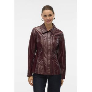 VERO MODA - VMLOTTIE - Imitatieleren Jasje - Donkerrood