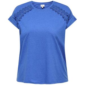 ONLY CARMAKOMA - Top - Blauw - Korte Mouwen - Ronde Hals