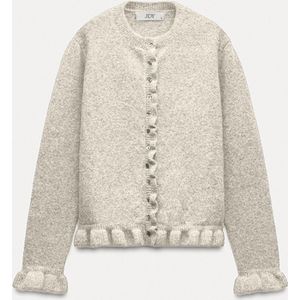JDY - Vest - O-hals - Lange Mouwen - Knoop en Lussluiting - Ruches - Knit Fit
